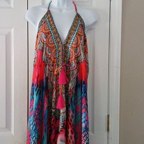 Ranee’s Miami Multicolor Animal Print Hawaiian Resortwear Halter  Dress NWOT  OS - Picture 4 of 11
